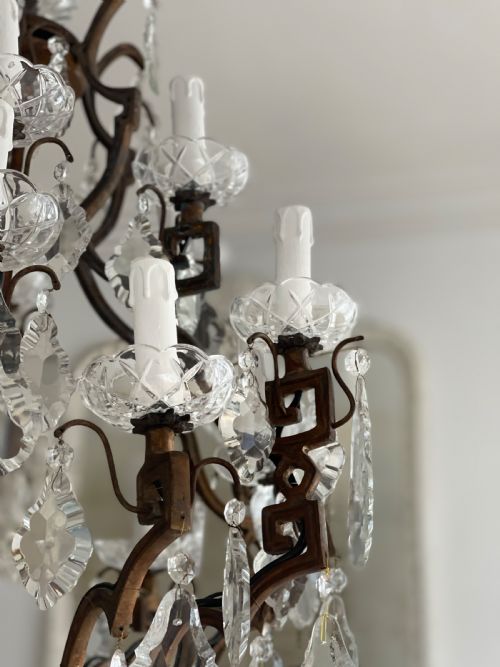 LARGE ANTIQUE FRENCH CAGE CHANDELIER - ADDITIONAL PHOTO 1