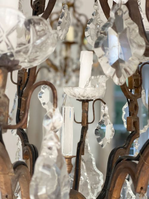 LARGE ANTIQUE FRENCH CAGE CHANDELIER - ADDITIONAL PHOTO 4