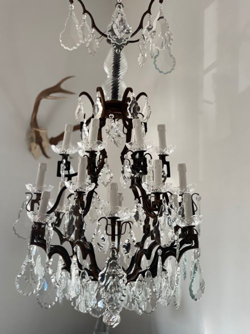 LARGE ANTIQUE FRENCH CAGE CHANDELIER - ADDITIONAL PHOTO 10