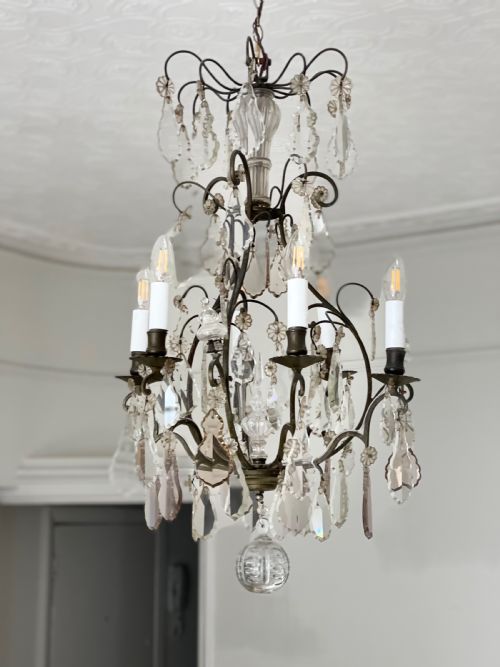 LARGE ANTIQUE FRENCH CHANDELIER - ADDITIONAL PHOTO 4