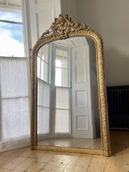 LARGE ANTIQUE FRENCH GILT MIRROR - ADDITIONAL PHOTO 3