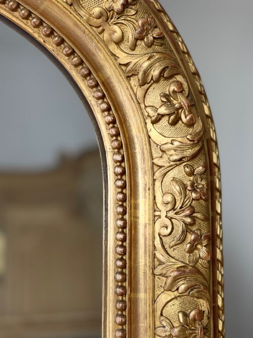 LARGE ANTIQUE FRENCH GILT MIRROR - ADDITIONAL PHOTO 7