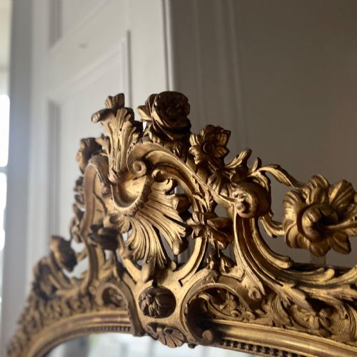 LARGE ANTIQUE FRENCH GILT MIRROR - ADDITIONAL PHOTO 1