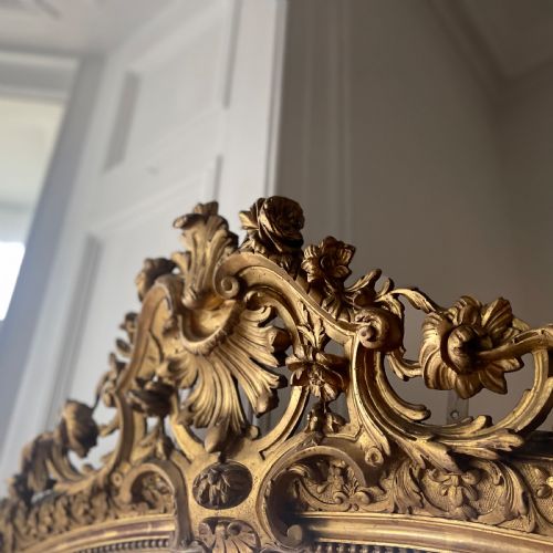 LARGE ANTIQUE FRENCH GILT MIRROR - ADDITIONAL PHOTO 2