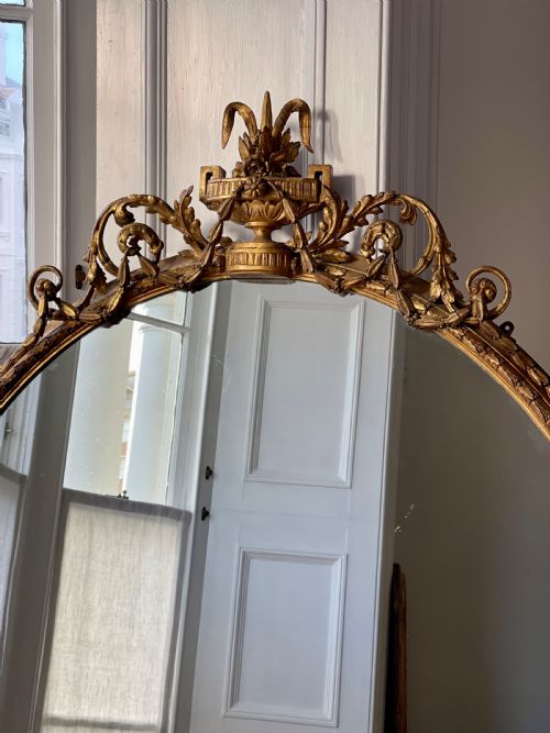 LARGE ANTIQUE ENGLISH GILT OVAL MIRROR - ADDITIONAL PHOTO 9