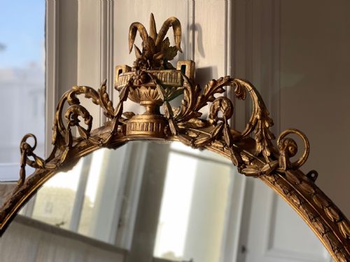 LARGE ANTIQUE ENGLISH GILT OVAL MIRROR - ADDITIONAL PHOTO 10