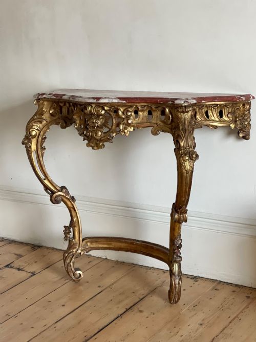 LARGE ANTIQUE FRENCH GILT WOOD CONSOLE - ADDITIONAL PHOTO 7