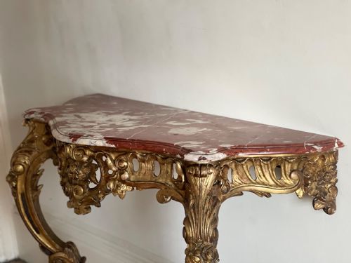 LARGE ANTIQUE FRENCH GILT WOOD CONSOLE - ADDITIONAL PHOTO 9