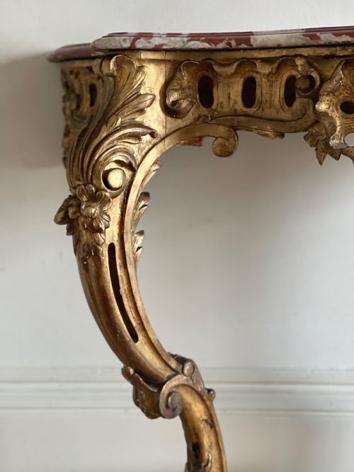 LARGE ANTIQUE FRENCH GILT WOOD CONSOLE - ADDITIONAL PHOTO 11