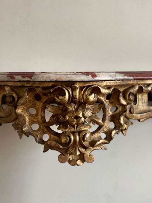 LARGE ANTIQUE FRENCH GILT WOOD CONSOLE - ADDITIONAL PHOTO 12