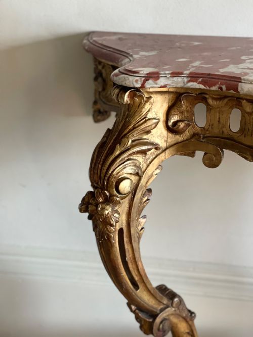 LARGE ANTIQUE FRENCH GILT WOOD CONSOLE - ADDITIONAL PHOTO 13