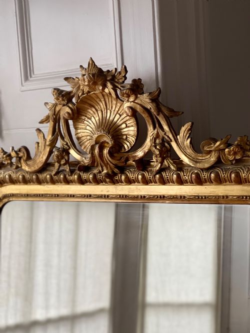 LARGE ANTIQUE FRENCH GILT MIRROR - ADDITIONAL PHOTO 5