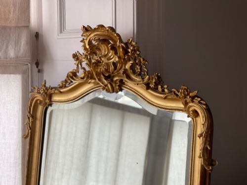LARGE 19TH ANTIQUE FRENCH GILT MIRROR - ADDITIONAL PHOTO 8