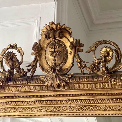 LARGE ANTIQUE FRENCH GILT LEANER MIRROR - ADDITIONAL PHOTO 1