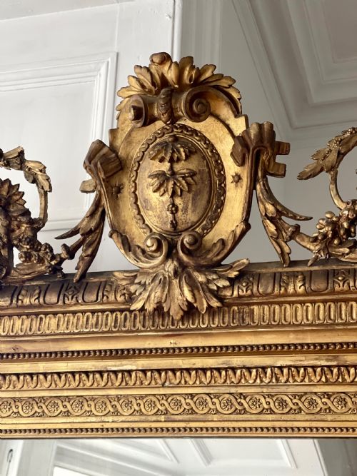 LARGE ANTIQUE FRENCH GILT LEANER MIRROR - ADDITIONAL PHOTO 2