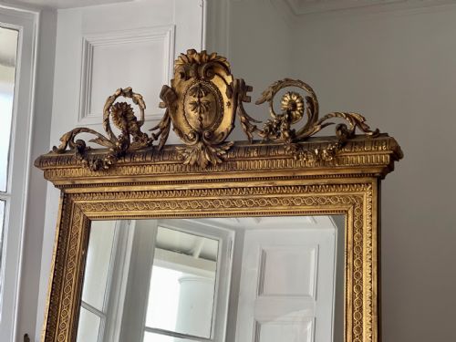 LARGE ANTIQUE FRENCH GILT LEANER MIRROR - ADDITIONAL PHOTO 3