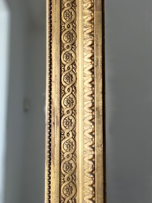 LARGE ANTIQUE FRENCH GILT LEANER MIRROR - ADDITIONAL PHOTO 4