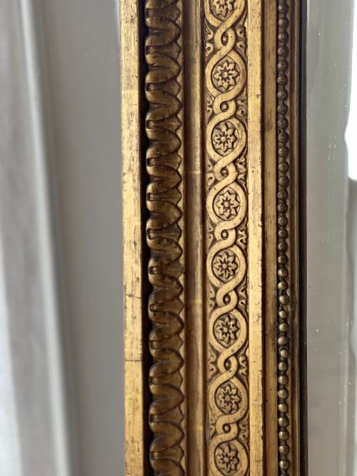 LARGE ANTIQUE FRENCH GILT LEANER MIRROR - ADDITIONAL PHOTO 5