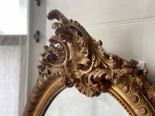 ANTIQUE FRENCH GILT OVAL MIRROR - ADDITIONAL PHOTO 4