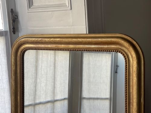 LARGE ANTIQUE FRENCH GILT LOUIS PHILIPPE MIRROR - ADDITIONAL PHOTO 1