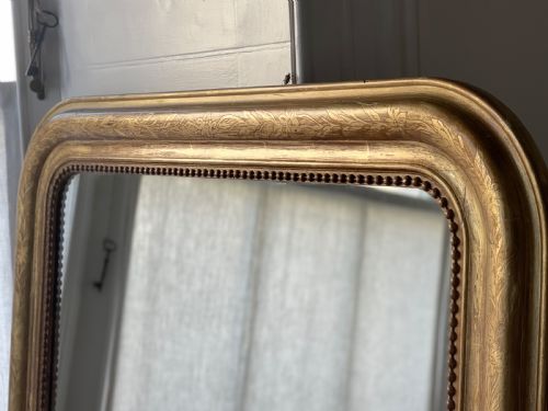 LARGE ANTIQUE FRENCH GILT LOUIS PHILIPPE MIRROR - ADDITIONAL PHOTO 3