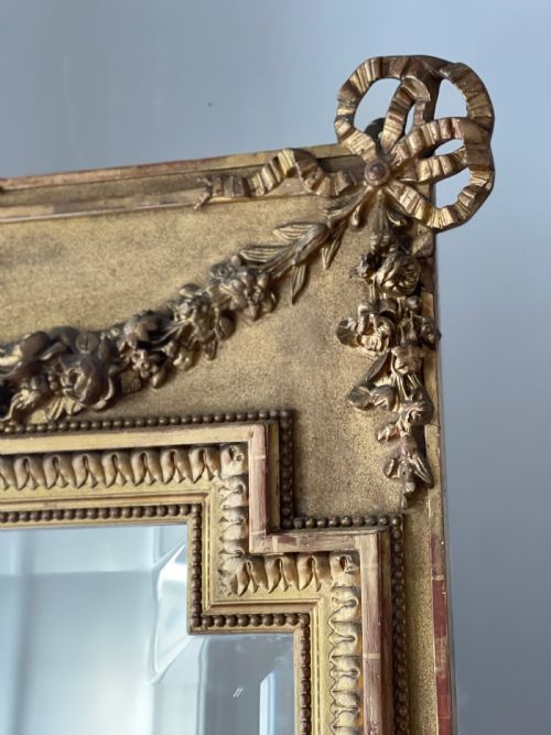 LARGE ANTIQUE FRENCH GILT MIRROR - ADDITIONAL PHOTO 6