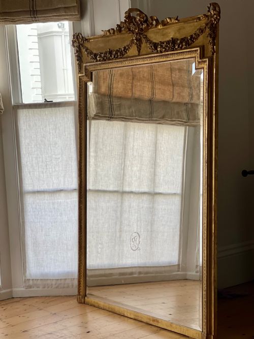 LARGE ANTIQUE FRENCH GILT MIRROR - ADDITIONAL PHOTO 12