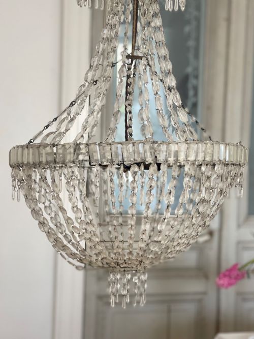 LARGE ANTIQUE FRENCH BAG CHANDELIER - ADDITIONAL PHOTO 1