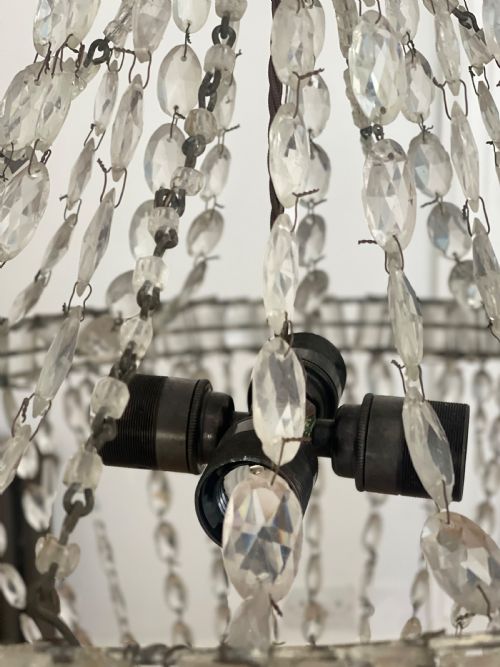 LARGE ANTIQUE FRENCH BAG CHANDELIER - ADDITIONAL PHOTO 5