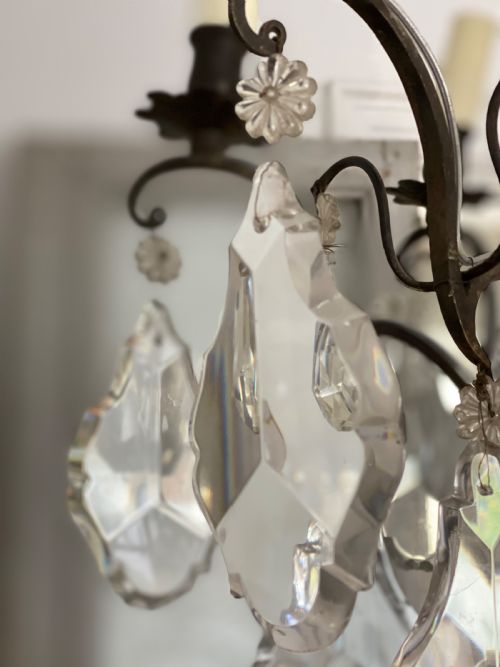 LARGE ANTIQUE FRENCH CRYSTAL CHANDELIER REWIRED - ADDITIONAL PHOTO 8