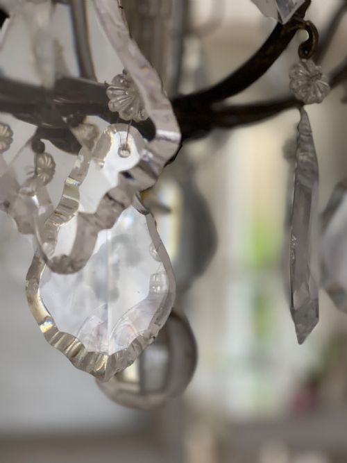 LARGE ANTIQUE FRENCH CRYSTAL CHANDELIER REWIRED - ADDITIONAL PHOTO 9