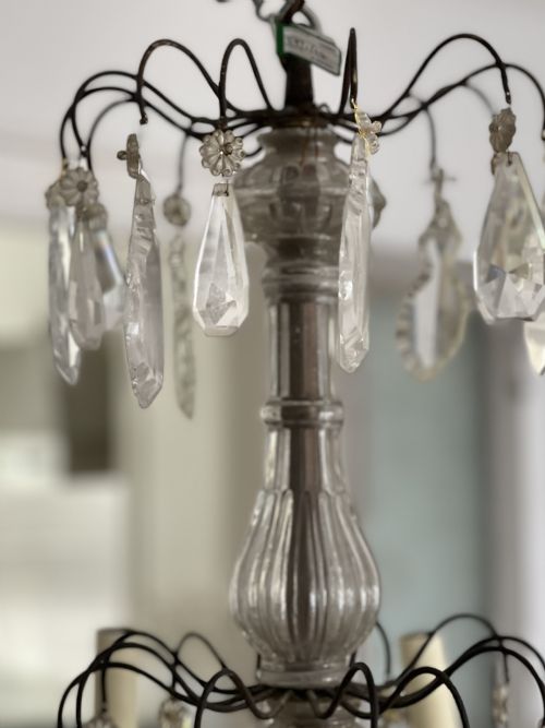 LARGE ANTIQUE FRENCH CRYSTAL CHANDELIER REWIRED - ADDITIONAL PHOTO 11