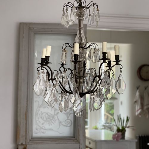LARGE ANTIQUE FRENCH CRYSTAL CHANDELIER REWIRED - ADDITIONAL PHOTO 13