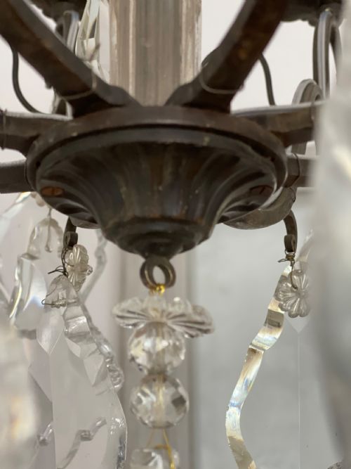 LARGE ANTIQUE FRENCH CRYSTAL CHANDELIER REWIRED - ADDITIONAL PHOTO 15