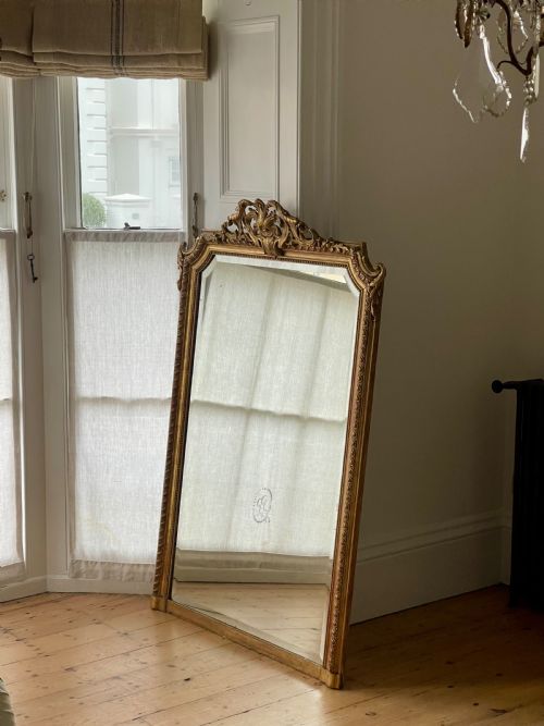 LARGE ANTIQUE FRENCH GILT MIRROR BEVELLED GLASS - ADDITIONAL PHOTO 7