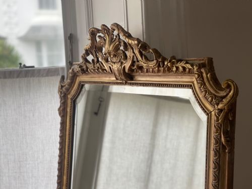 LARGE ANTIQUE FRENCH GILT MIRROR BEVELLED GLASS - ADDITIONAL PHOTO 10