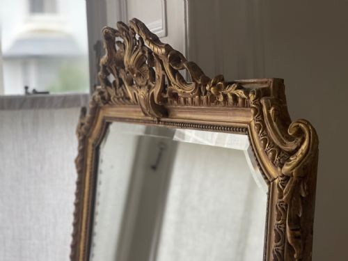 LARGE ANTIQUE FRENCH GILT MIRROR BEVELLED GLASS - ADDITIONAL PHOTO 12
