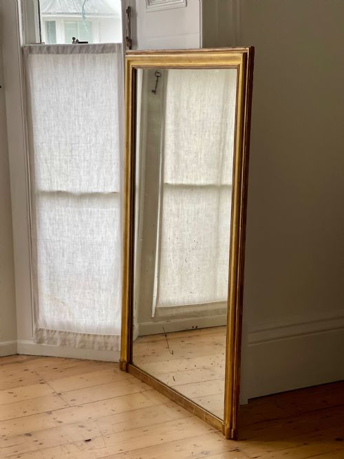 LARGE ANTIQUE FRENCH GILT BISTRO MIRROR - ADDITIONAL PHOTO 2