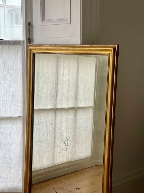 LARGE ANTIQUE FRENCH GILT BISTRO MIRROR - ADDITIONAL PHOTO 4