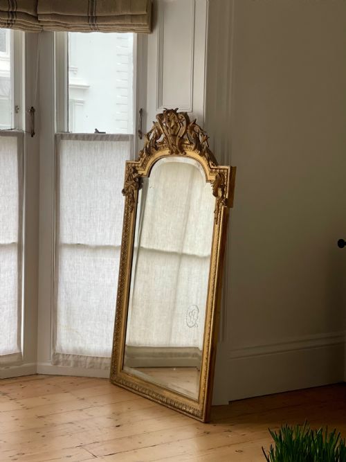 LARGE ANTIQUE FRENCH GILT LOUIS XV MIRROR - ADDITIONAL PHOTO 1