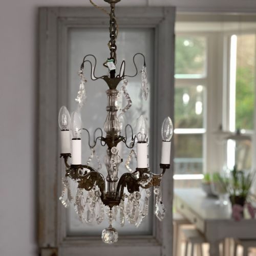 ANTIQUE FRENCH CRYSTAL CHANDELIER REWIRED - ADDITIONAL PHOTO 1