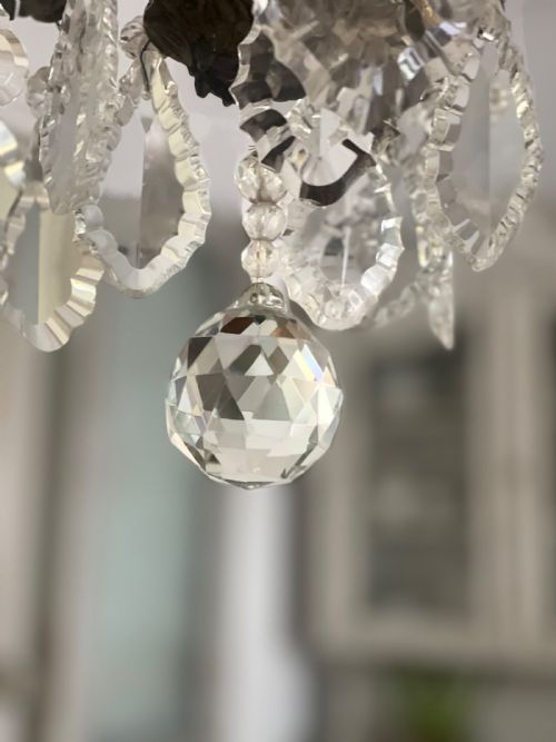 ANTIQUE FRENCH CRYSTAL CHANDELIER REWIRED - ADDITIONAL PHOTO 9