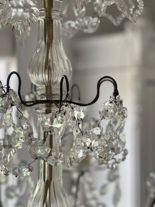 ANTIQUE FRENCH CRYSTAL CHANDELIER REWIRED - ADDITIONAL PHOTO 3