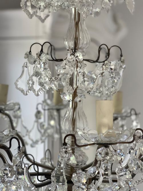 ANTIQUE FRENCH CRYSTAL CHANDELIER REWIRED - ADDITIONAL PHOTO 5