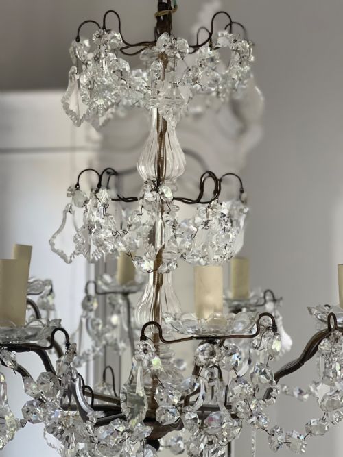 ANTIQUE FRENCH CRYSTAL CHANDELIER REWIRED - ADDITIONAL PHOTO 7