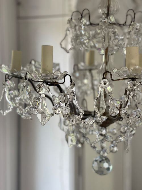 ANTIQUE FRENCH CRYSTAL CHANDELIER REWIRED - ADDITIONAL PHOTO 8