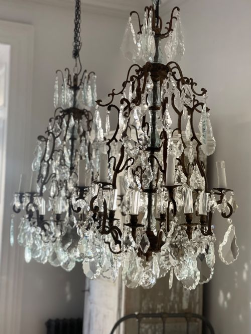 PAIR OF LARGE FRENCH CHANDELIERS - ADDITIONAL PHOTO 1