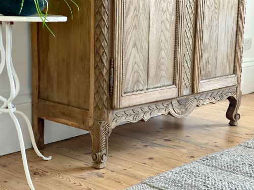 ANTIQUE FRENCH OAK WEDDING ARMOIRE WARDROBE WITH HANGING RAIL - ADDITIONAL PHOTO 7