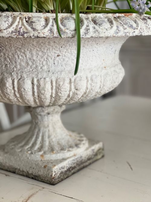 PAIR OF LARGE ANTIQUE FRENCH CAST IRON PLANTERS - ADDITIONAL PHOTO 5