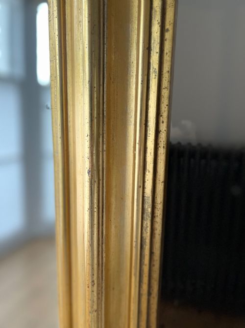 LARGE ANTIQUE FRENCH GILT LEANER MIRROR - ADDITIONAL PHOTO 2